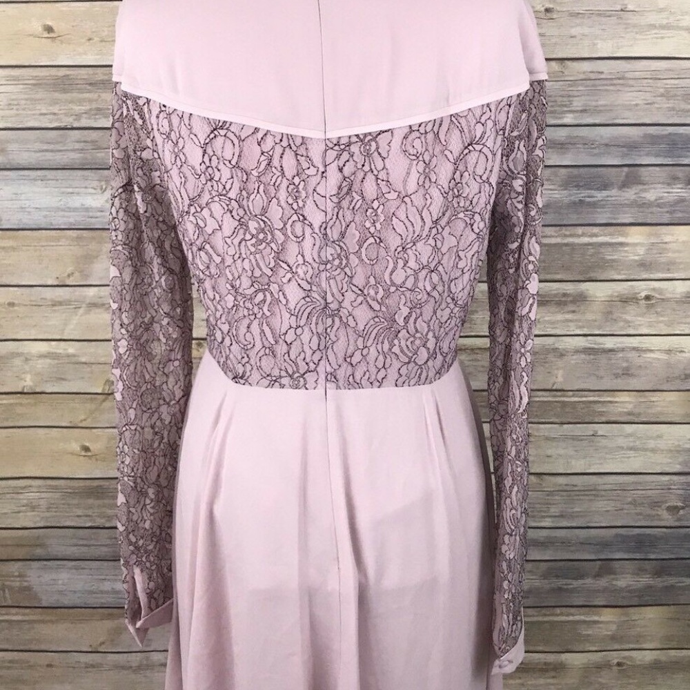 Rebecca Minkoff Mira Lace Inset Flared Dress Pink - Picture 5 of 5